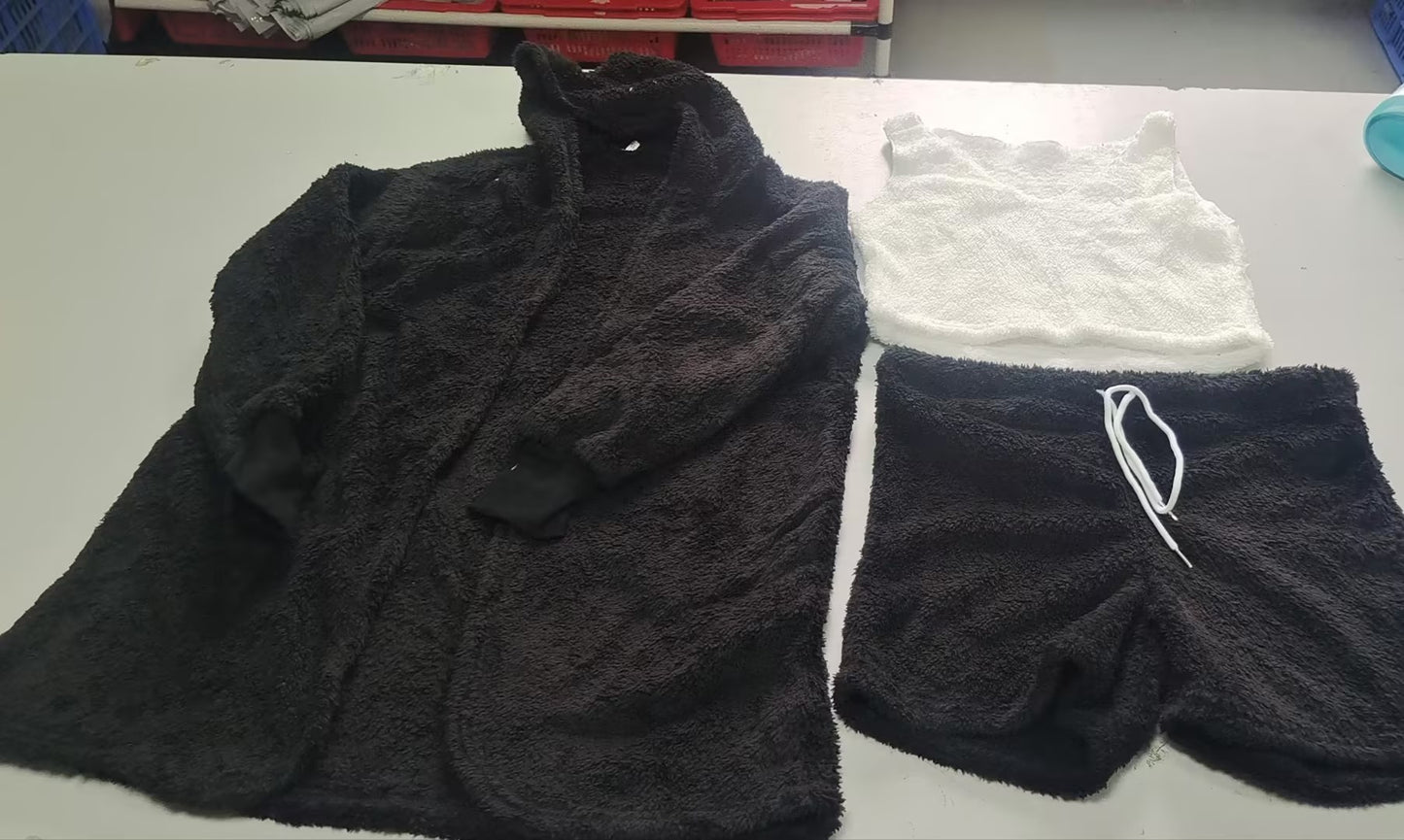 Infinity Beautiful 3-Piece Pajama Set – Long Sleeve Crop Top, Tank, and Drawstring Shorts S, M, L, XL, XXL, 3XL - Infinity Beautiful Boutique