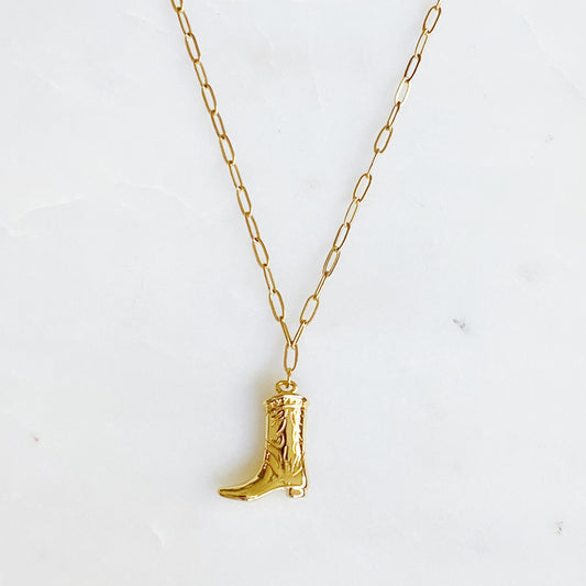 Infinity Beautiful Rodeo Style Gold Boot Necklace