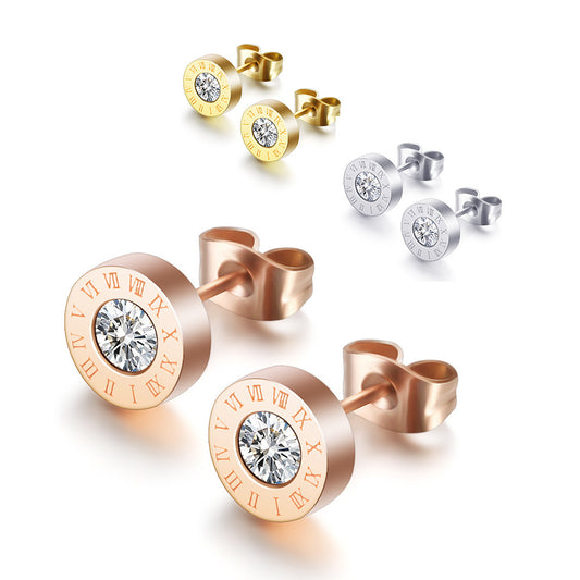 Roman Numerals and Diamond Stud Earrings - Infinity Beautiful Boutique