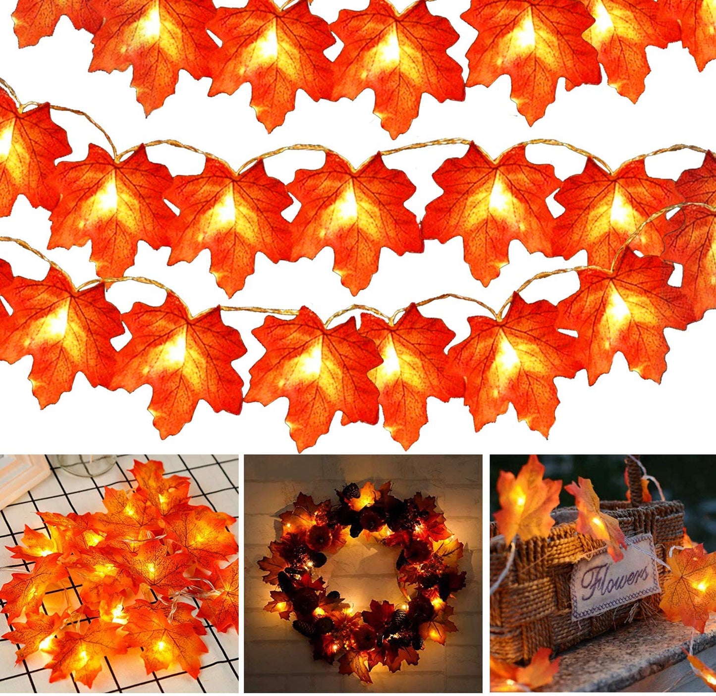 Maple Leaf String Lights Thanksgiving  Decorations - Infinity Beautiful Boutique