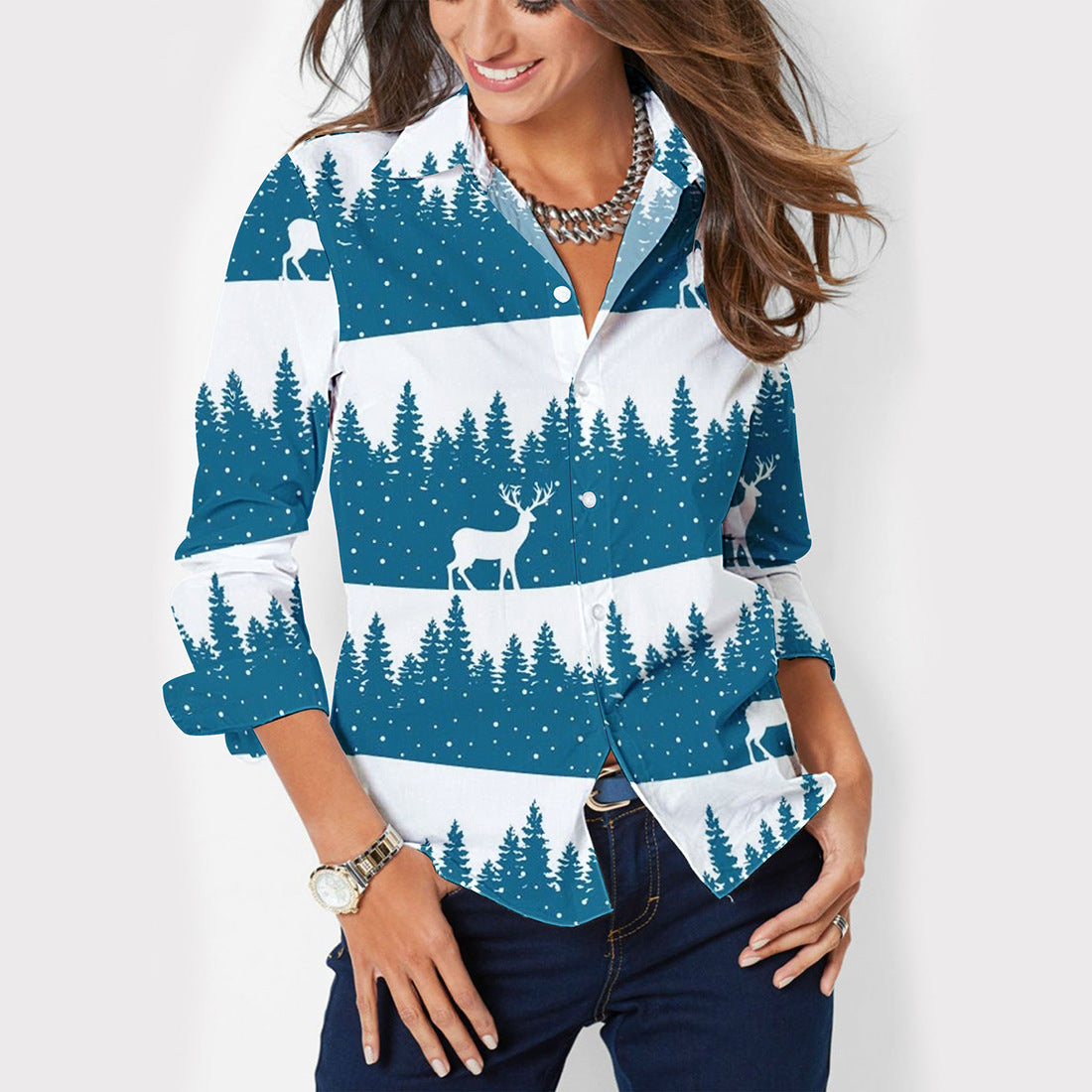 Infinity Beautiful Button-Up Shirt – Lapel Collar & Long Sleeves - Infinity Beautiful Boutique
