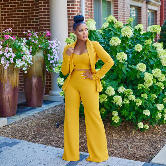 Infinity Beautiful 3-Piece Suit Set – Blazer, Vest & Wide-Leg Pants for Women - Infinity Beautiful Boutique