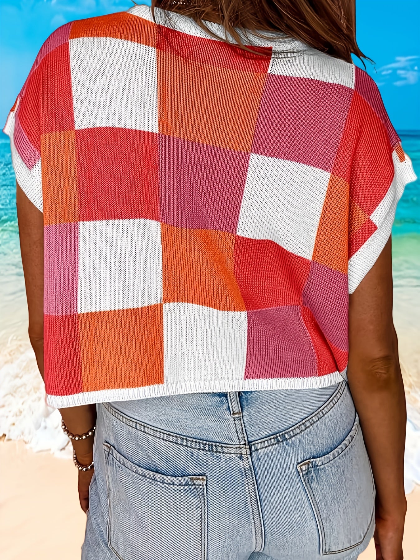 Vacation Color Block Crop Top