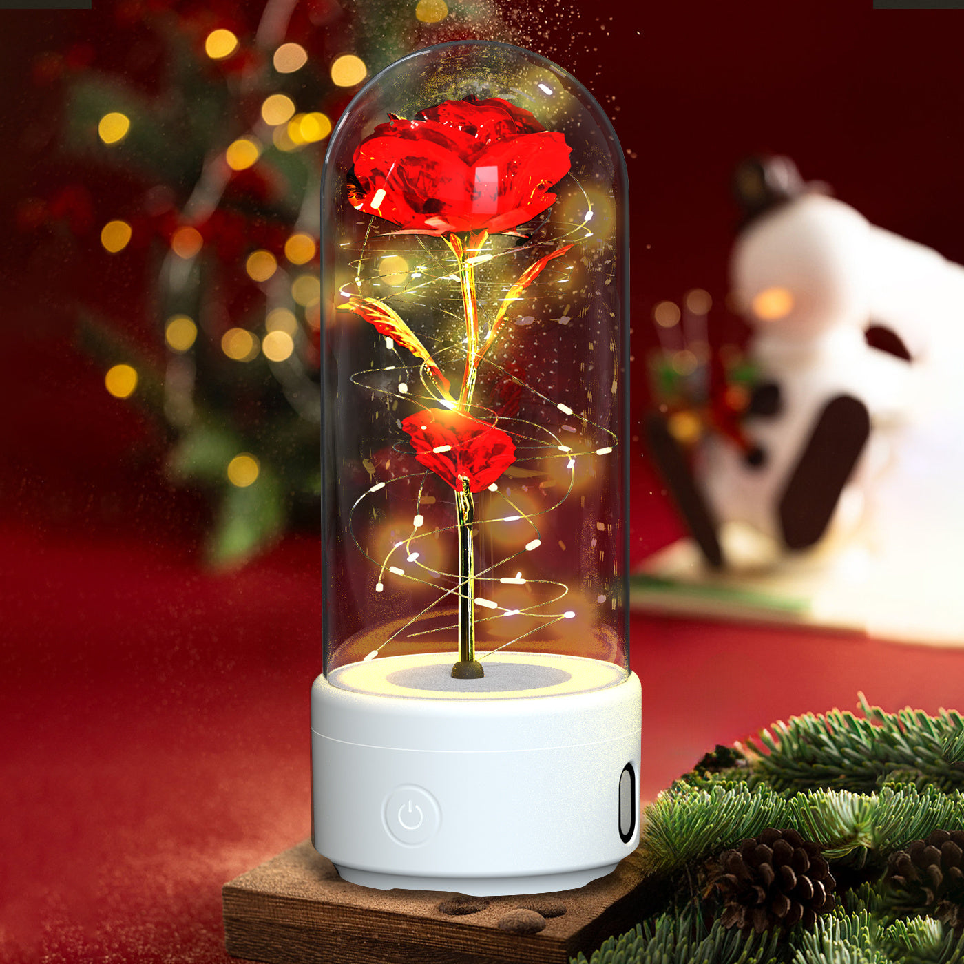 2-in-1 Rose LED Light & Bluetooth Speaker – Gift Under Glass - Infinity Beautiful Boutique