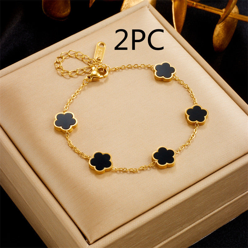 Luxury Green Gum Flower Drop Bracelet – Gold-Tone Floral Jewelry
