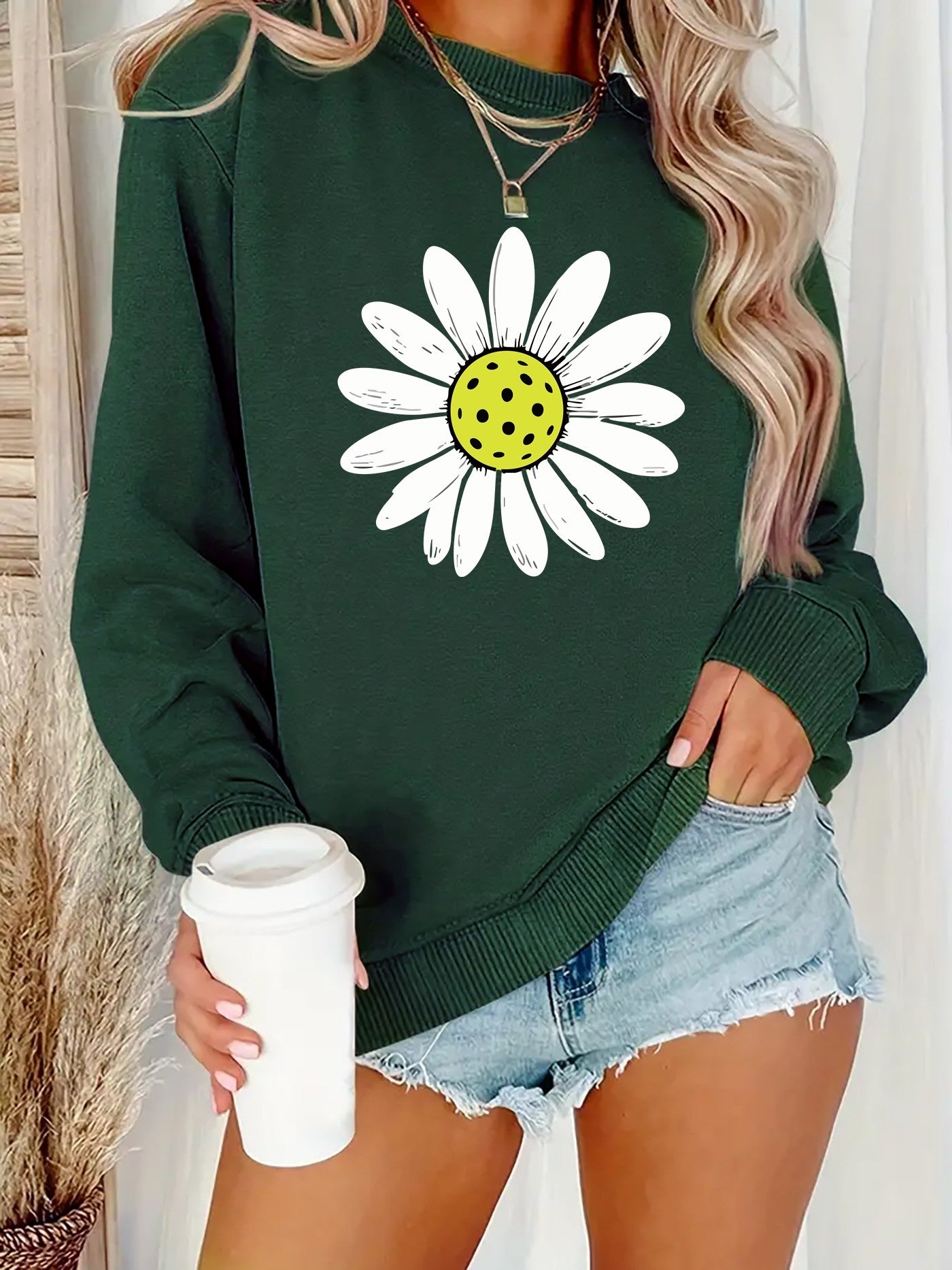 Women’s Floral Round Neck Sweatshirt