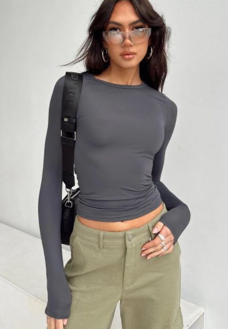 Infinity Beautiful Slim Fit Pullover – Solid Color Long-Sleeve Casual Top for Women - Infinity Beautiful Boutique