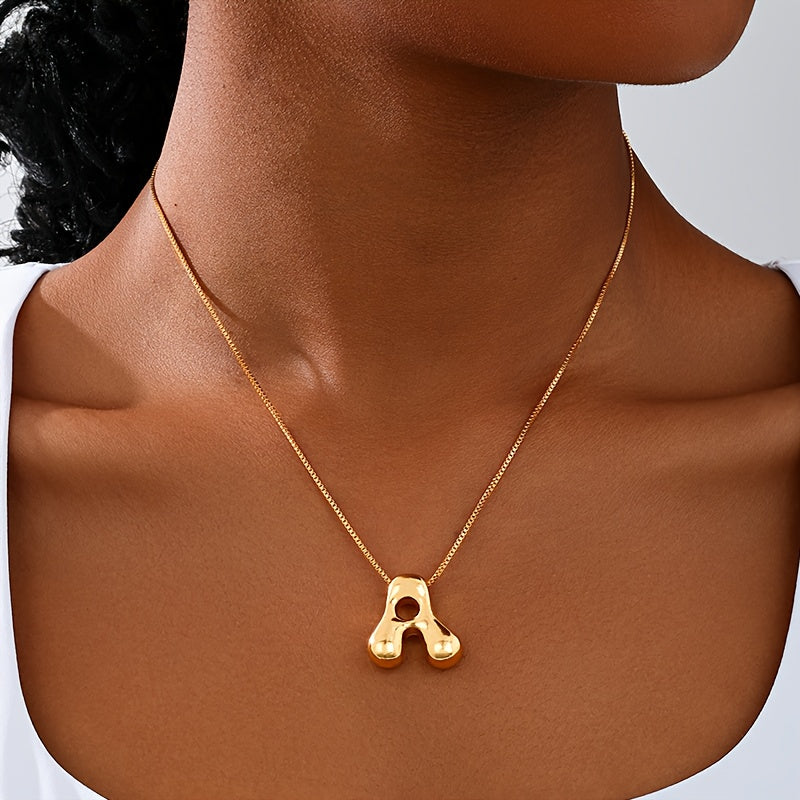 Initial Letter Necklace – 3D Pendant, Stainless Steel Chain