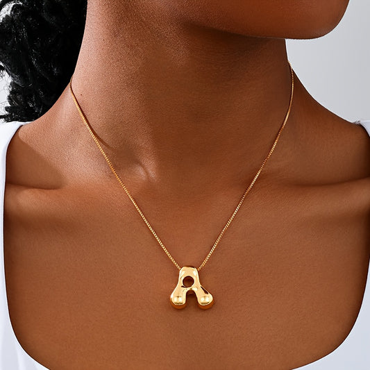 Initial Letter Necklace – 3D Pendant, Stainless Steel Chain