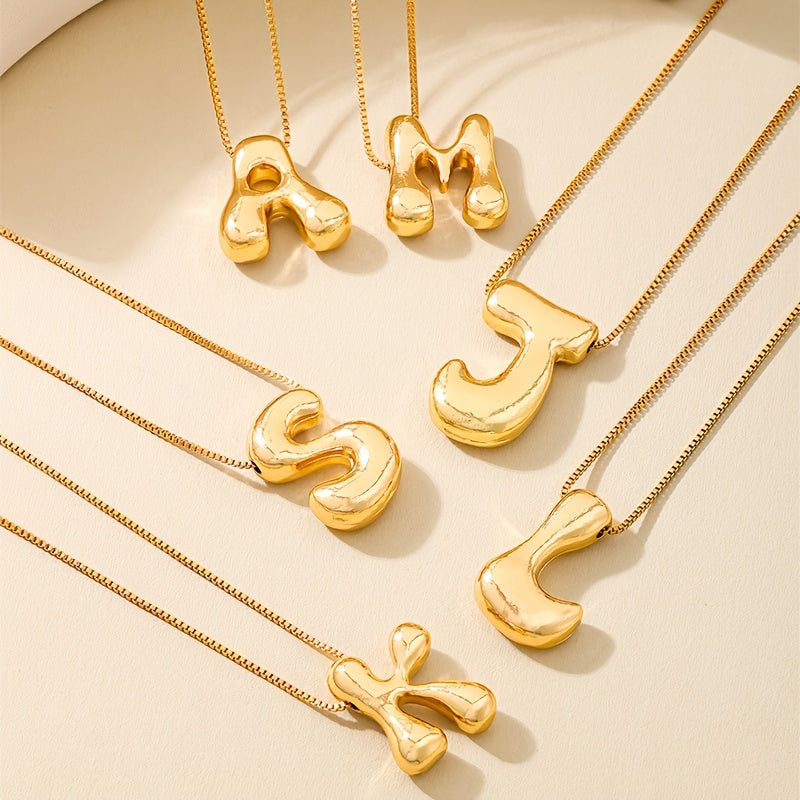 Initial Letter Necklace – 3D Pendant, Stainless Steel Chain