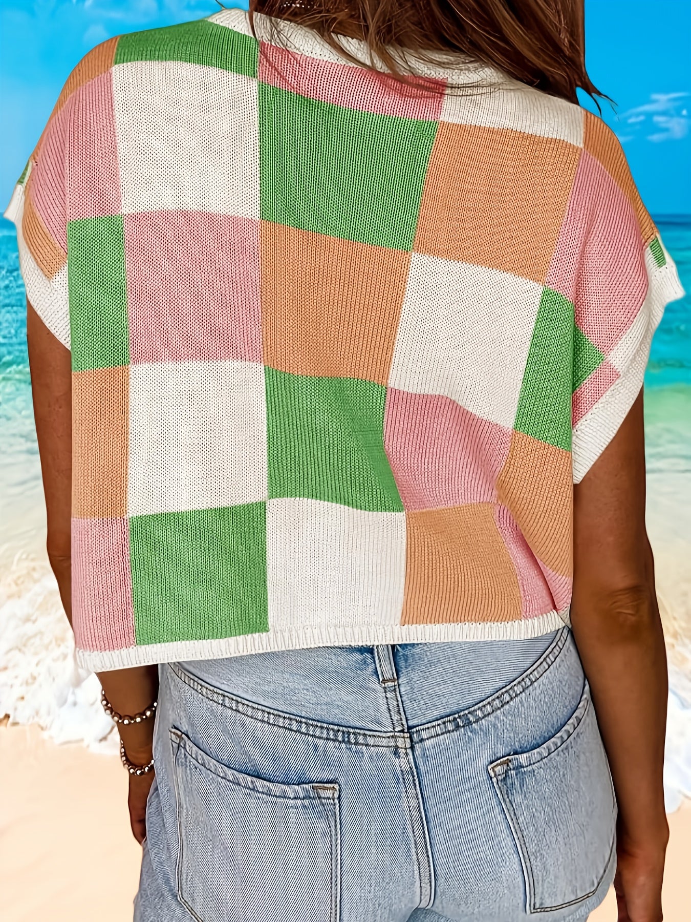 Vacation Color Block Crop Top
