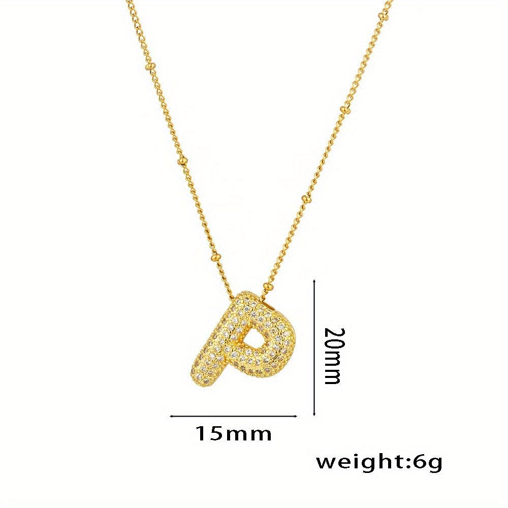 Bubble Letter Charm Necklace Alphabet