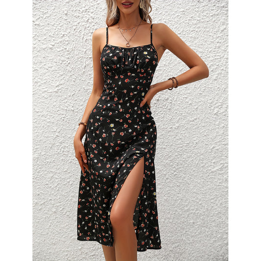 Infinity Beautiful Polka Dot Slit Dress – Sexy Summer Suspender Style - Infinity Beautiful Boutique