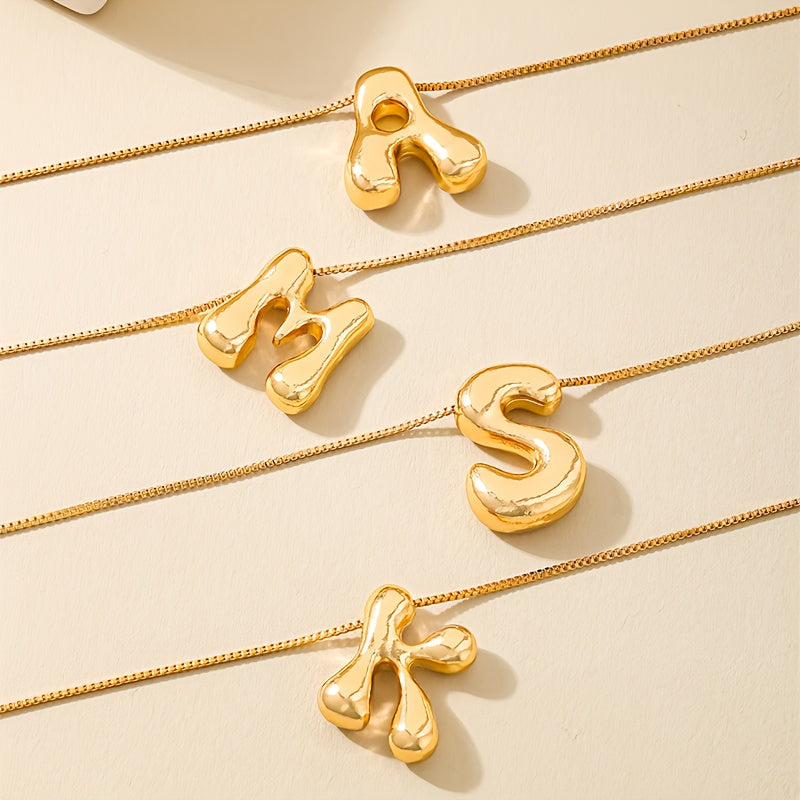 Initial Letter Necklace – 3D Pendant, Stainless Steel Chain
