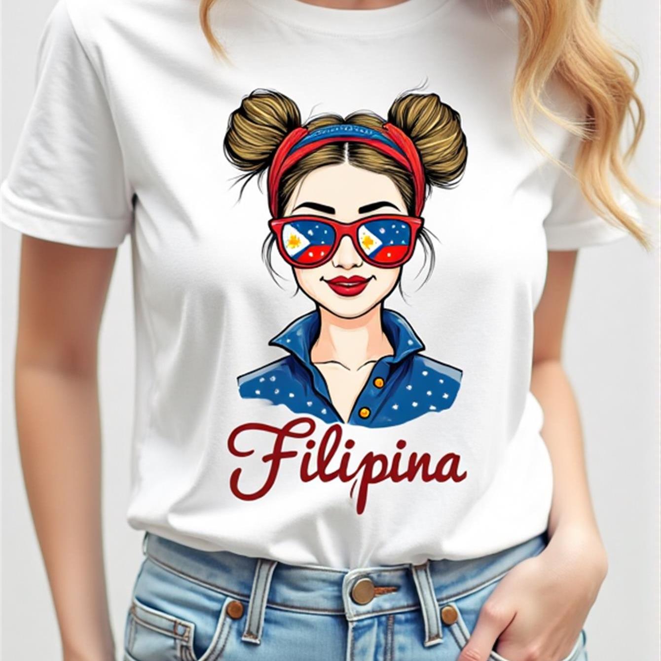 Filipina Style Printed Cotton T-Shirt