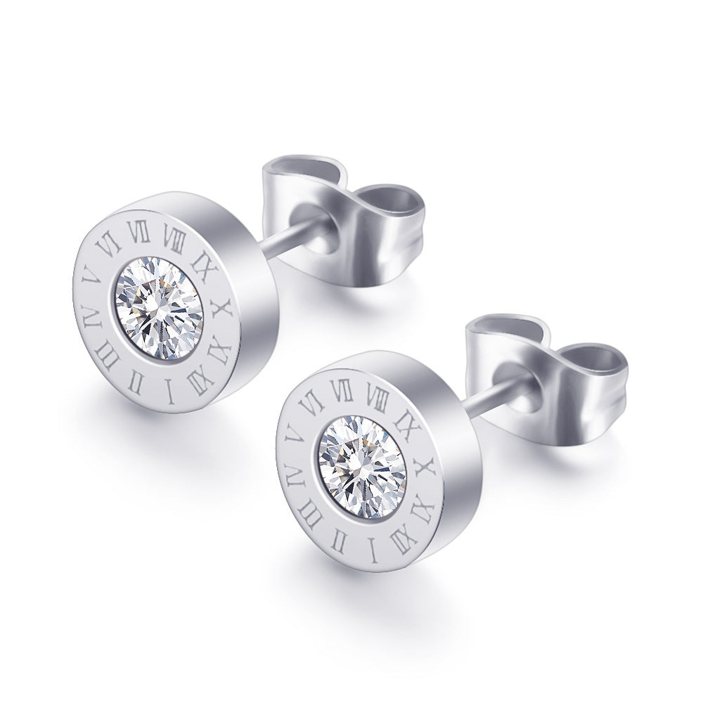 Roman Numerals and Diamond Stud Earrings - Infinity Beautiful Boutique