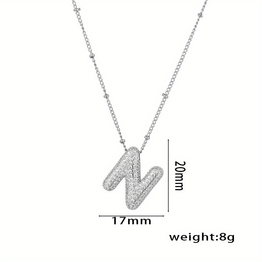 Elegant Balloon Initial Necklace (A–Z) – Bubble Letter Jewelry Gift for Women
