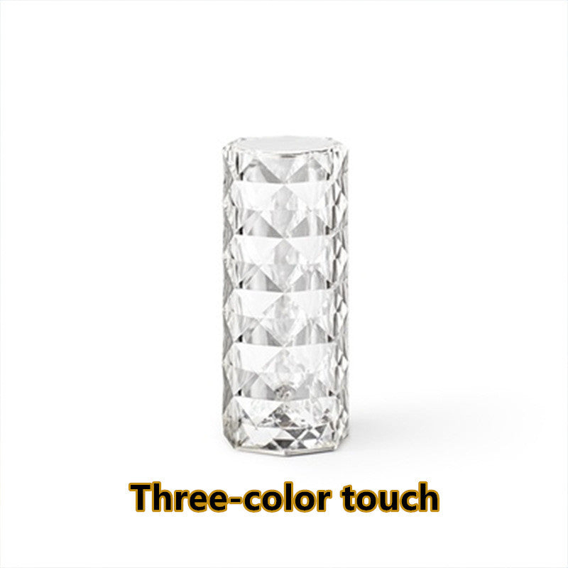 Nordic Crystal Lamp USB Table Lamps Bedroom Touch Dimming Atmosphere Diamond Night Light Rose Projector Lamp Decor - Infinity Beautiful Boutique