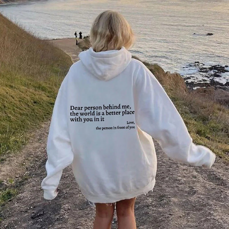 "Dear Person Behind Me" Plush Hoodie – Infinity Beautiful - Infinity Beautiful Boutique