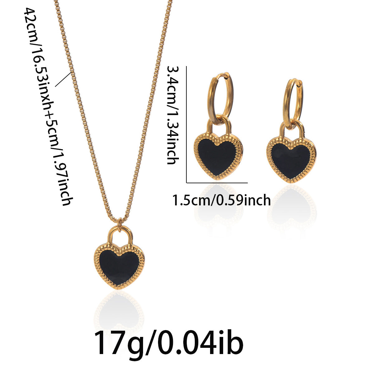Lxalry 18K Gold Plated Stainless Steel Heart Mirror Jewelry Set  Hypoallergenic Skin Safe Necklace   Earrings For Daily Evening Never Fade Luxury Gift For Her - Infinity Beautiful Boutique
