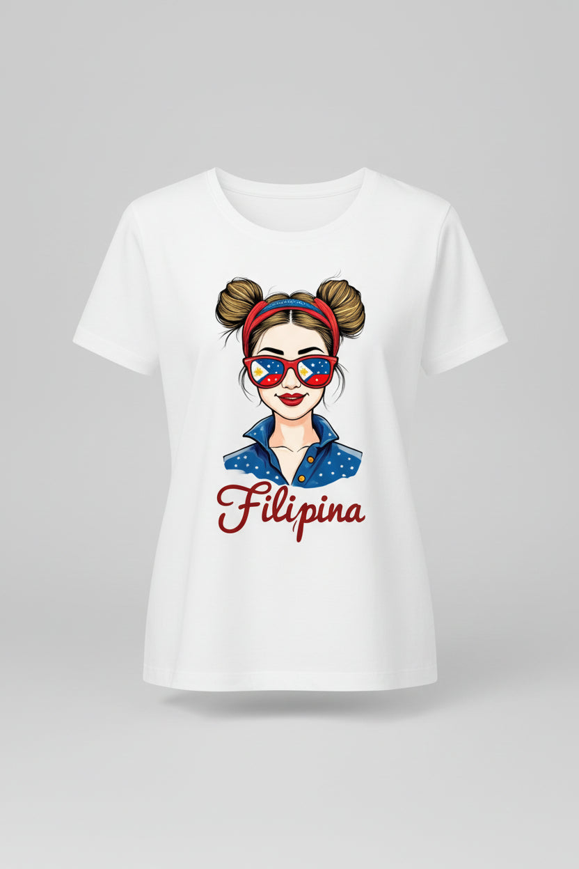 Filipina Style Printed Cotton T-Shirt