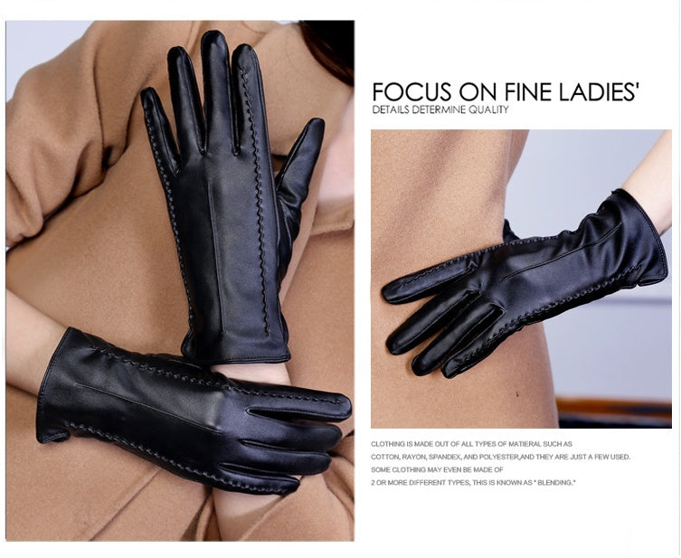 Fashionable Ladies Thick Warm Leather Gloves - Infinity Beautiful Boutique