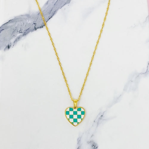 Infinity Beautiful Statement Checkered Heart Necklace - Infinity Beautiful Boutique