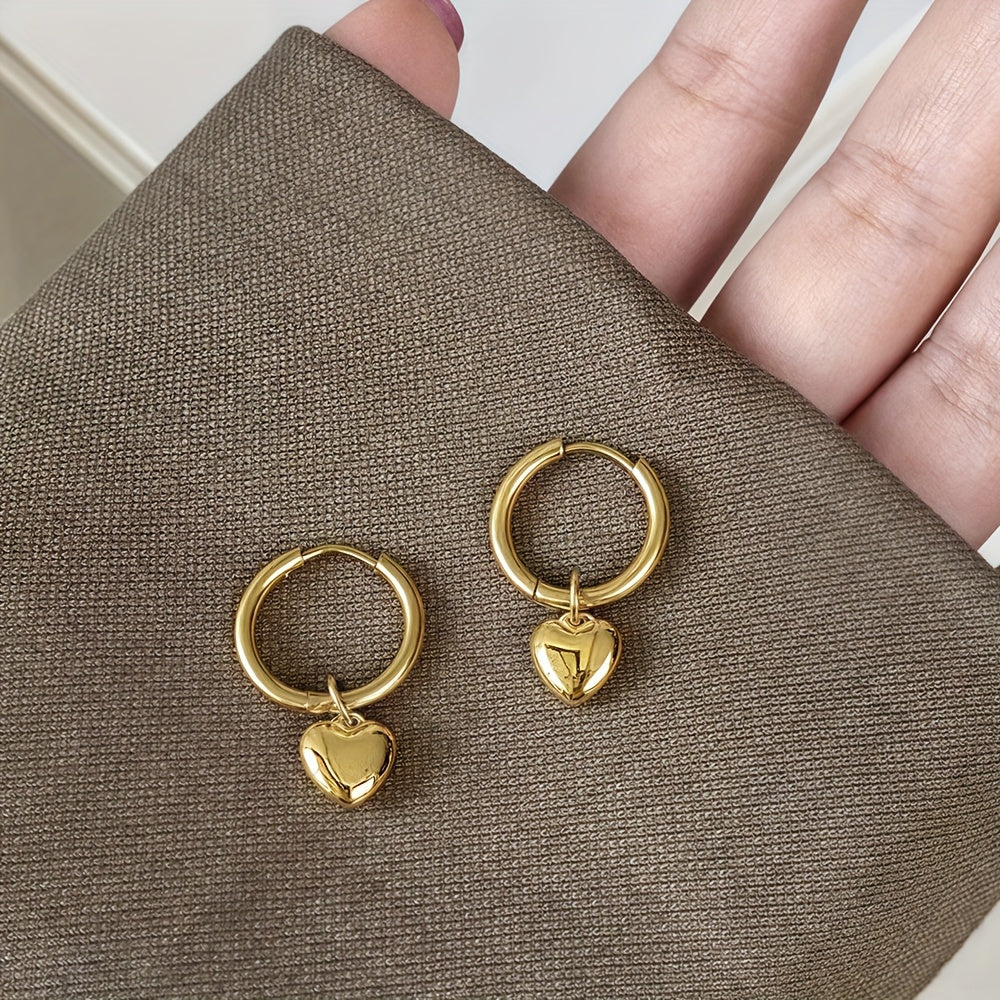 Heart-Shaped Stainless Steel Earrings