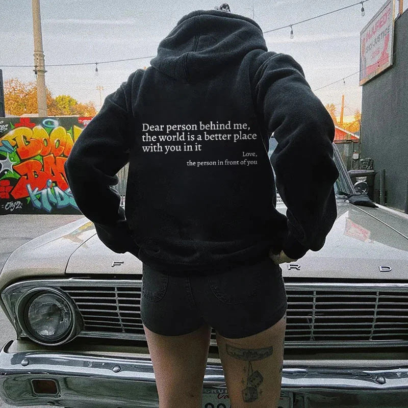 "Dear Person Behind Me" Plush Hoodie – Infinity Beautiful - Infinity Beautiful Boutique