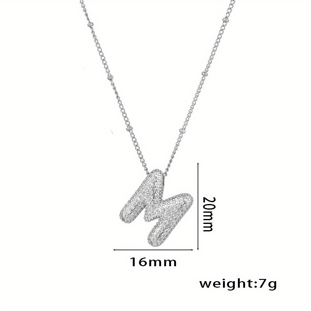 Elegant Balloon Initial Necklace (A–Z) – Bubble Letter Jewelry Gift for Women
