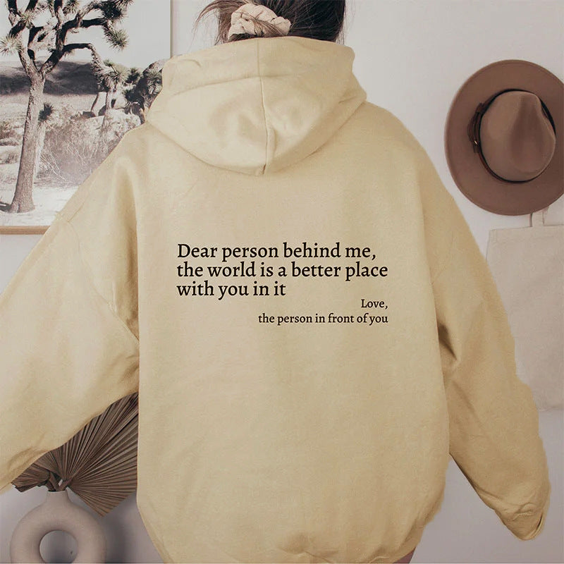 "Dear Person Behind Me" Plush Hoodie – Infinity Beautiful - Infinity Beautiful Boutique