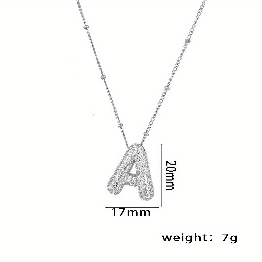 Elegant Balloon Initial Necklace (A–Z) – Bubble Letter Jewelry Gift for Women