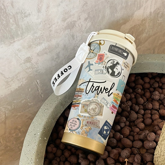 Travel Collage Sticker Style Stainless Steel Travel Tumbler