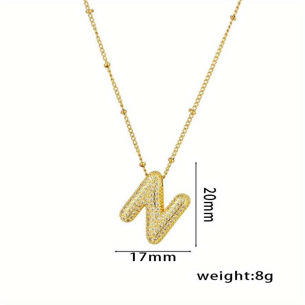 Elegant Balloon Initial Necklace (A–Z) – Bubble Letter Jewelry Gift for Women