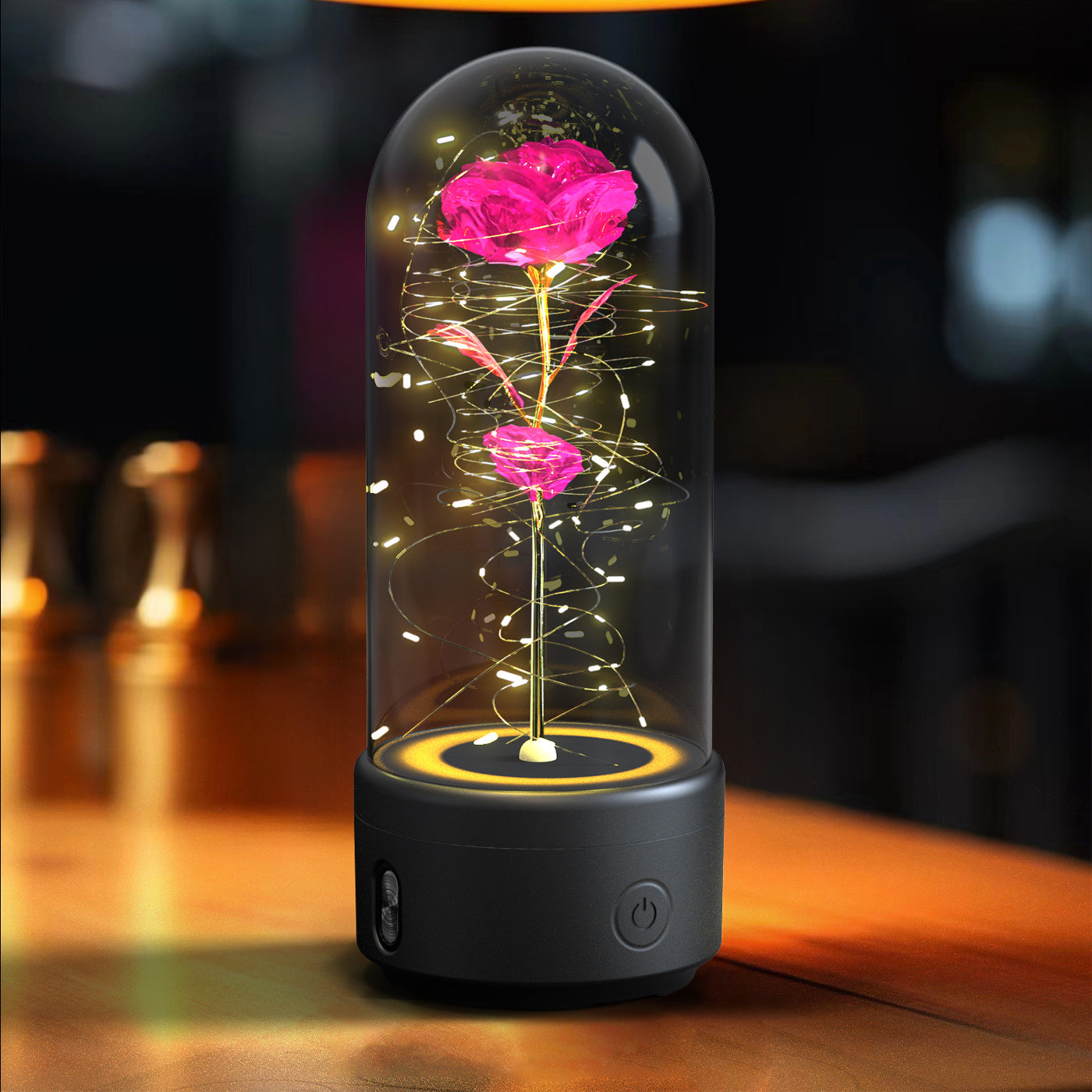 2-in-1 Rose LED Light & Bluetooth Speaker – Gift Under Glass - Infinity Beautiful Boutique
