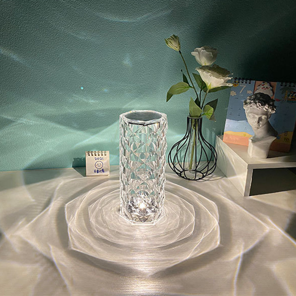 Nordic Crystal Lamp USB Table Lamps Bedroom Touch Dimming Atmosphere Diamond Night Light Rose Projector Lamp Decor - Infinity Beautiful Boutique
