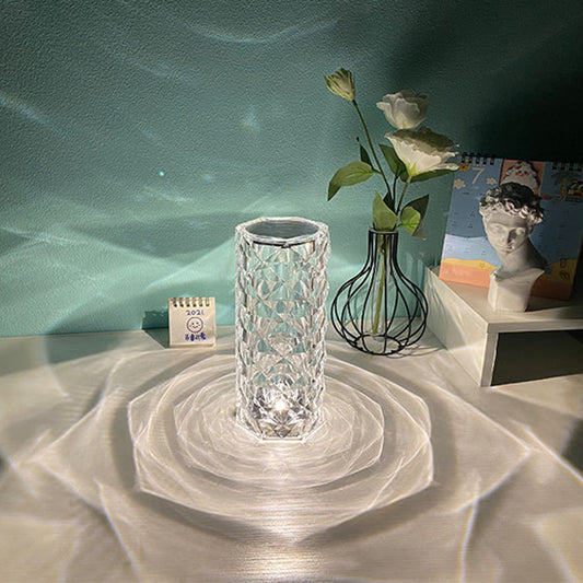 Nordic Crystal Lamp USB Table Lamps Bedroom Touch Dimming Atmosphere Diamond Night Light Rose Projector Lamp Decor - Infinity Beautiful Boutique