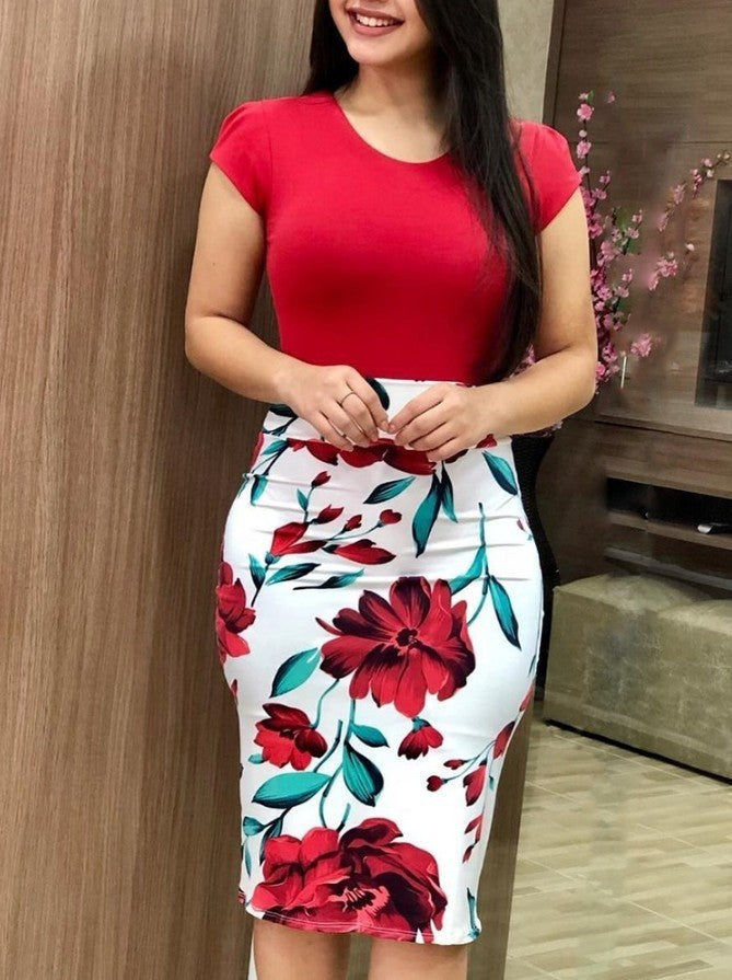 Beautiful Printed Midi Pencil Dress – Elegant Office Wear for Curvy Women - Infinity Beautiful Boutique