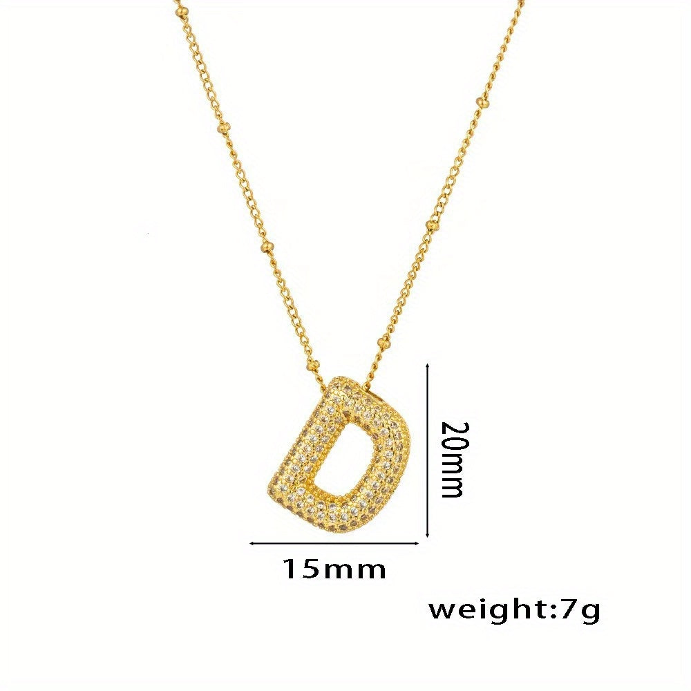 Bubble Letter Charm Necklace Alphabet