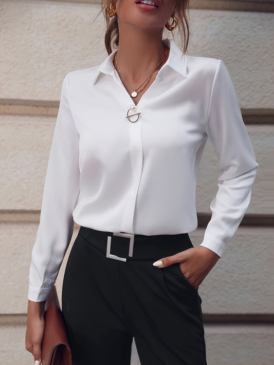Infinity Beautiful Polished Pearl Shirt – Elegant Business Look with Long Sleeves - Infinity Beautiful Boutique