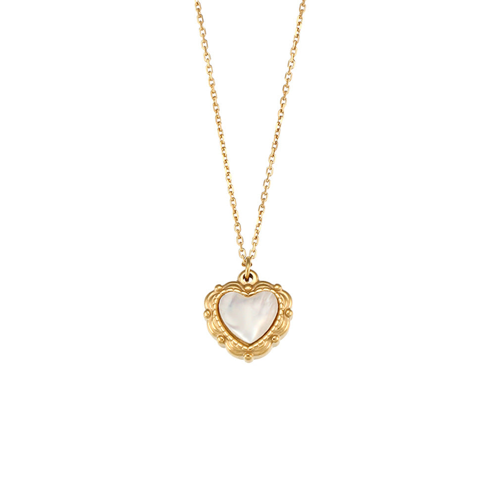 Luxury Love Light Pendant Necklace – Vintage Shell Design in 18K Gold-Plated Stainless Steel