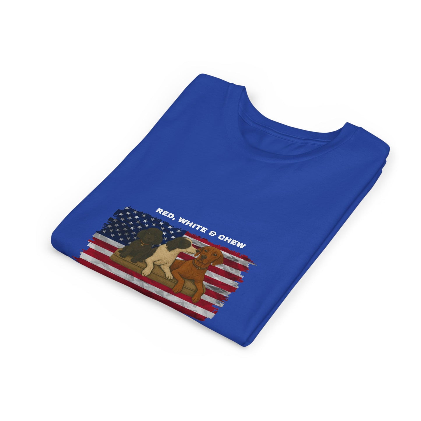 Red, White & Chew – Patriotic Youth Tee | Dog Lovers 4th of July Shirt