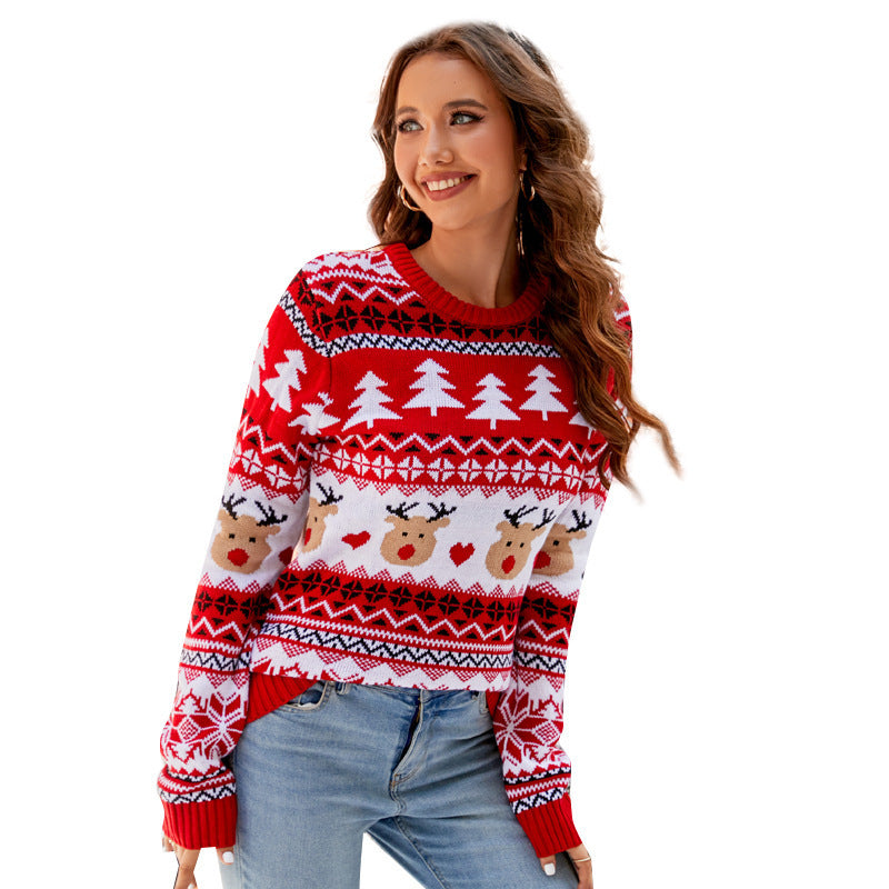 Jacquard Leisure Pullover Christmas Women's Knitted Sweater - Infinity Beautiful Boutique
