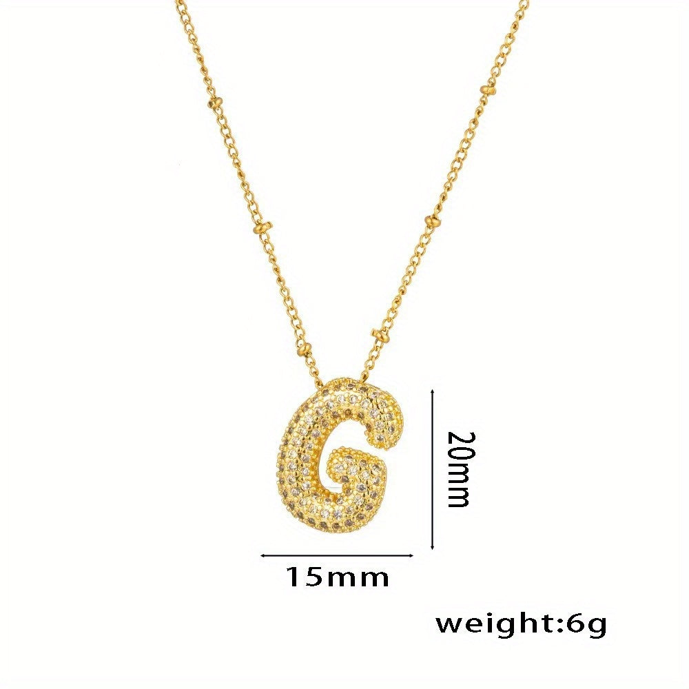 Bubble Letter Charm Necklace Alphabet