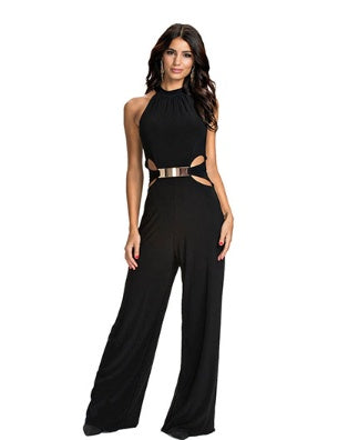 Infinity Beautiful Stitched Black Jumpsuit – Flared Pants, High Neck & Sling Detail - Infinity Beautiful Boutique