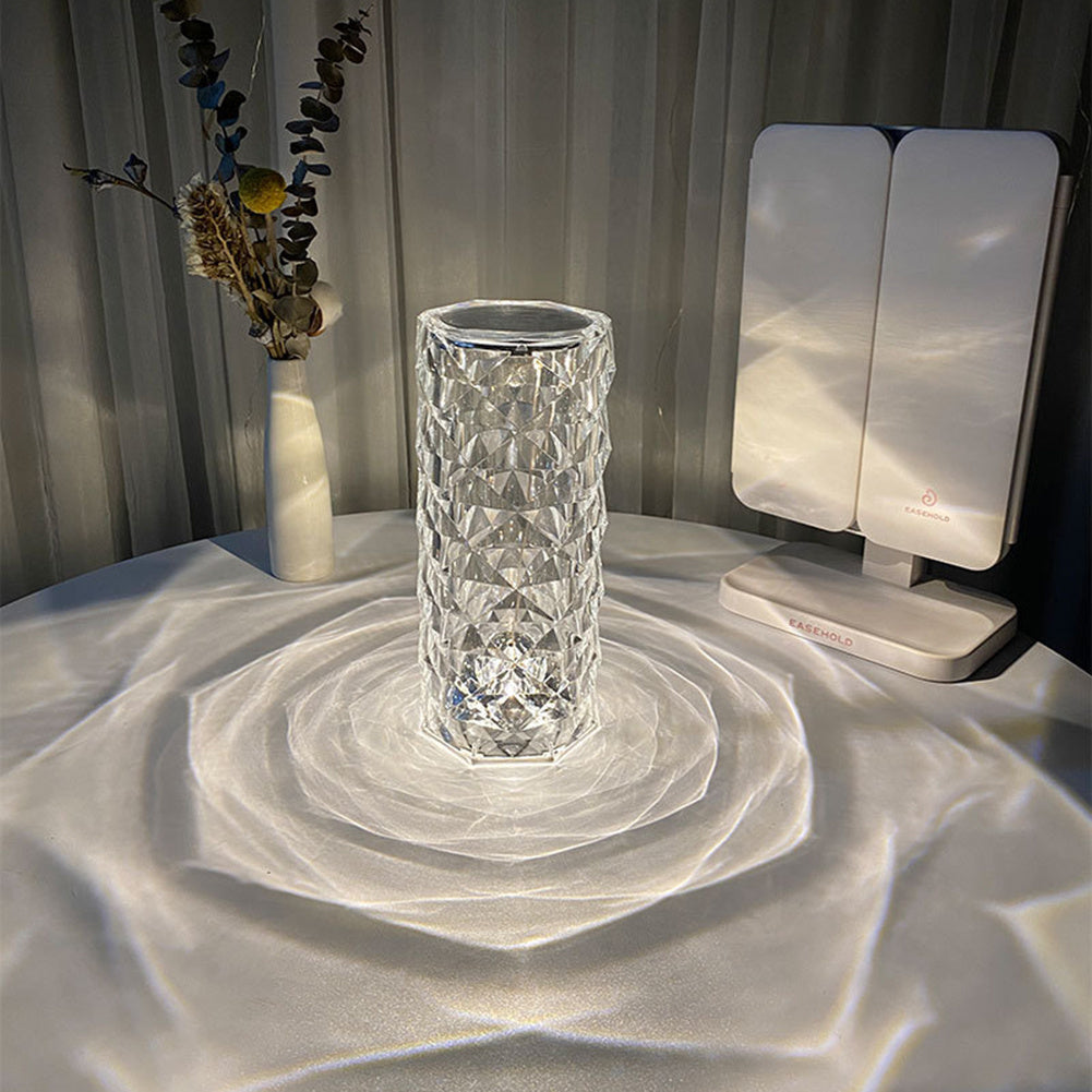 Nordic Crystal Lamp USB Table Lamps Bedroom Touch Dimming Atmosphere Diamond Night Light Rose Projector Lamp Decor - Infinity Beautiful Boutique