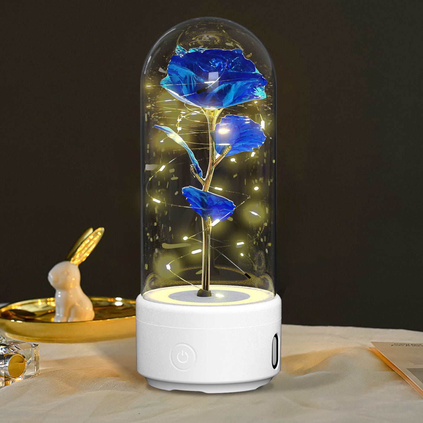 2-in-1 Rose LED Light & Bluetooth Speaker – Gift Under Glass - Infinity Beautiful Boutique