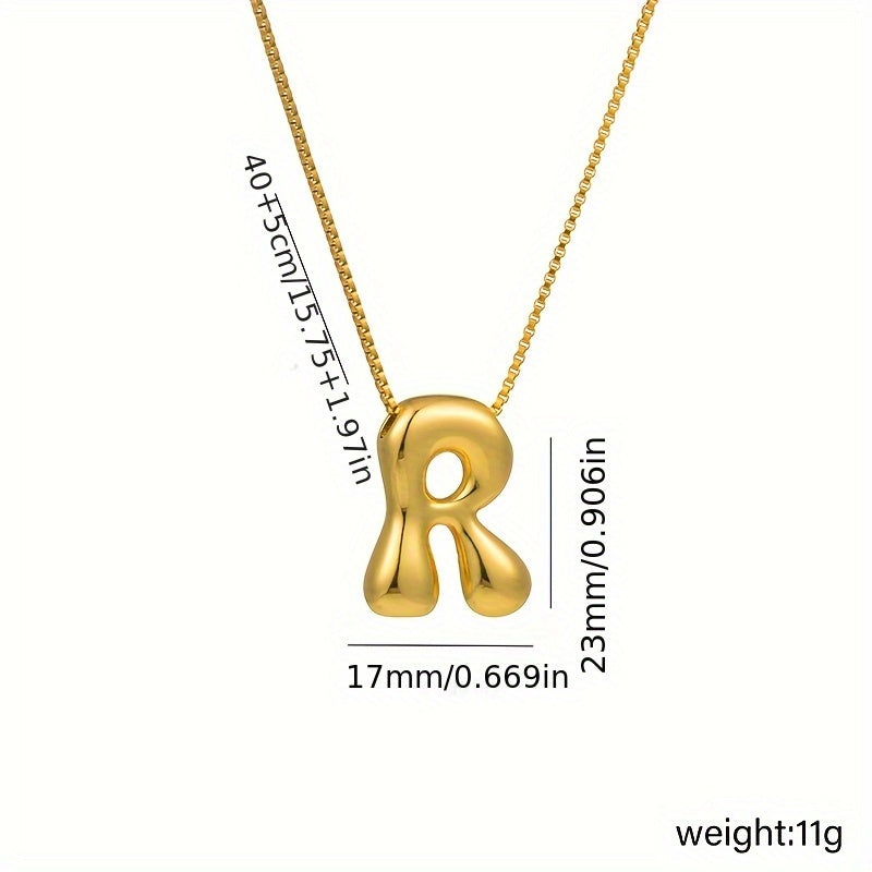 Initial Letter Necklace – 3D Pendant, Stainless Steel Chain