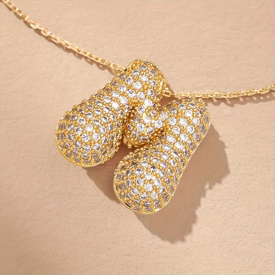 Initial Letter Necklace with Zircon Stones Gold Plated