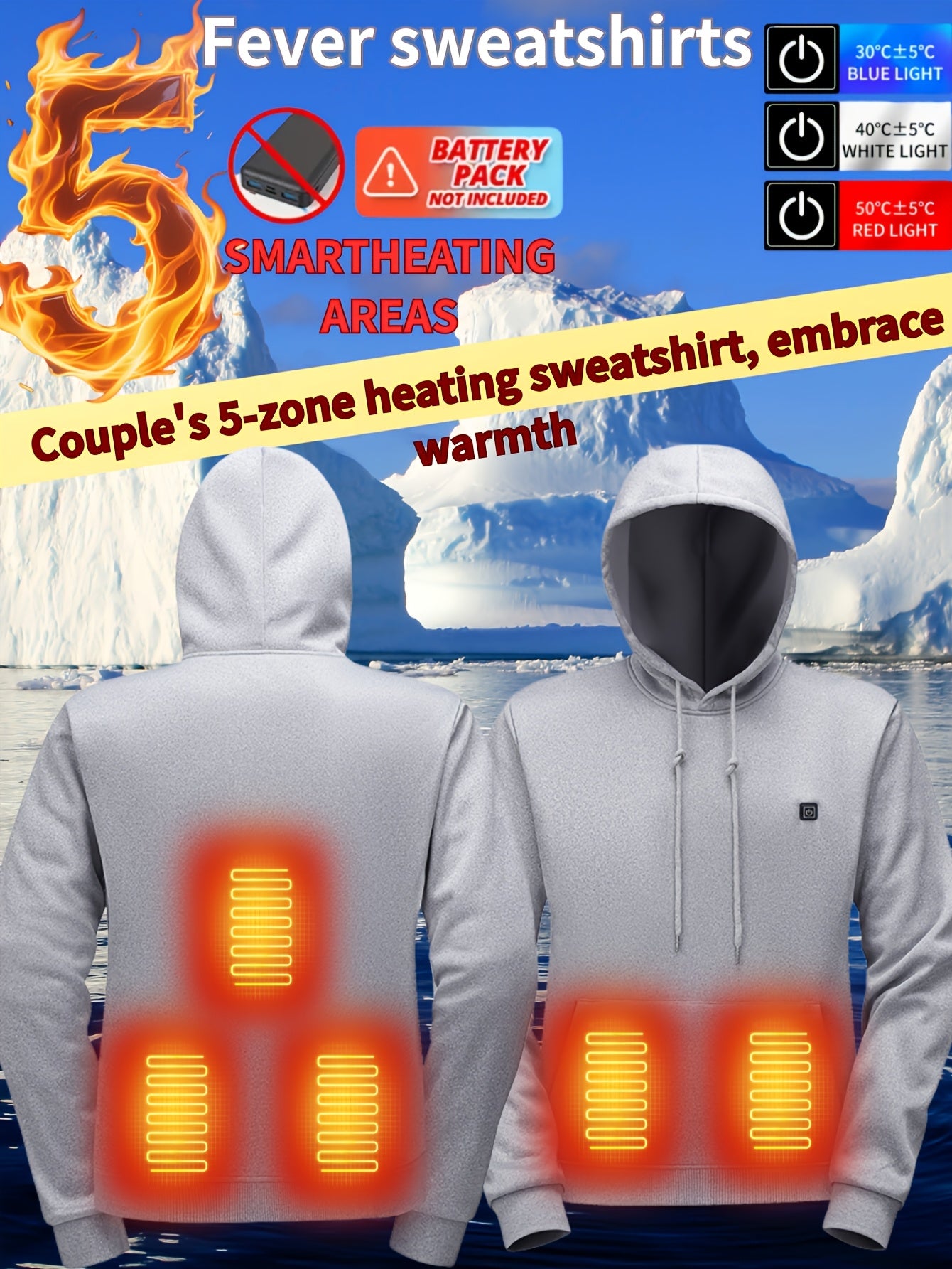 Men’s Heated Hooded Sweatshirt 5-Zone Winter Gear